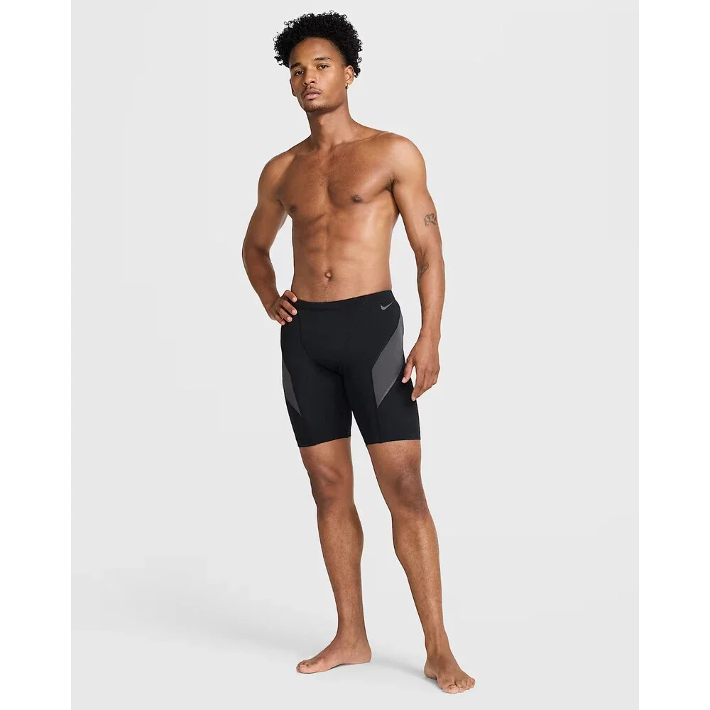 Nike HydraStrong Jammer SwimSuit Men's 24 Black Gray Colorblock Pull-On SRT512